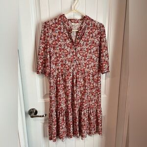 Max Studio adorable mini dress MEDIUM Orange Rust floral